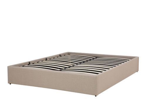 Łóżko z pojemnikiem tapicerowane 140 x 200 cm beżowe DINAN na Arena.pl