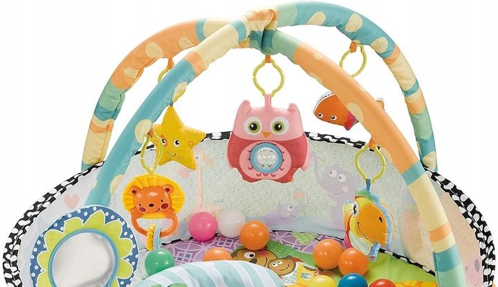 MATA EDUKACYJNA KOJEC Z PIŁECZKAMI DLA NIEMOWLĄT DUŻA INTERAKTYWNA MIĘKKA zdjęcie 9