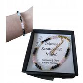 Bransoletka Turmalin Opal Kwarc Różowy talizman ochrona kreatywność miłość