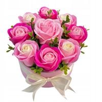 Flowerbox z Kwiatami Mydlanymi Prezent Upominek Flower box Róże Mydlane