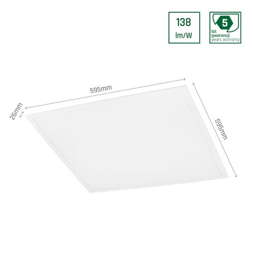 ALGINE PANEL BACKLIGHT WITH PHILIPS DRIVER 40W NW 230V 120st IP20 600x600x26 BIAŁY 5 lat gw. na Arena.pl