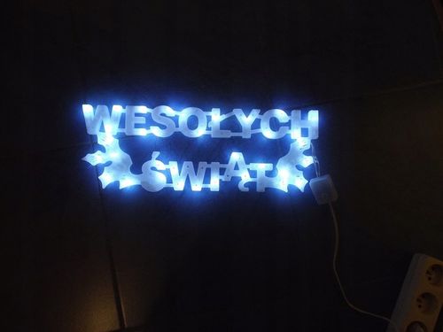 NAPIS ZIMNO BIAŁY WESOŁYCH ŚWIĄT ŚWIECĄCY LED Z PROGRAMATOREM 8 FUNKCJI na Arena.pl