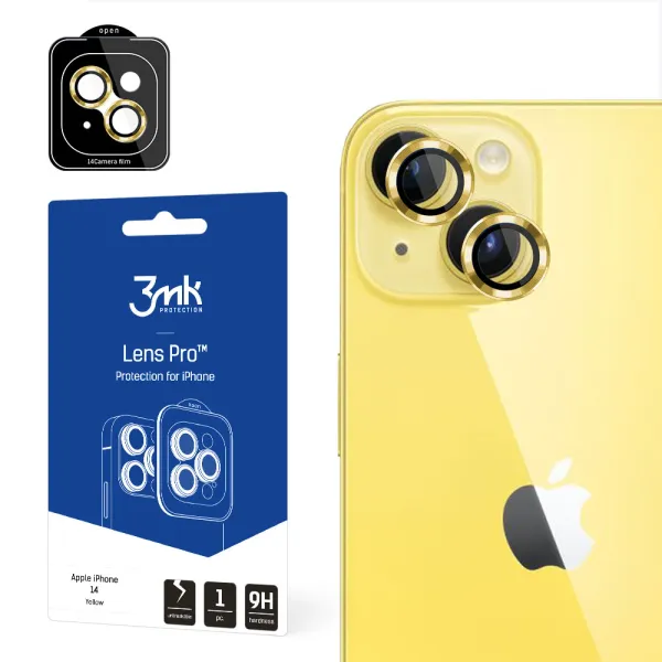 Osłona aparatu 3mk Lens Protection Pro na iPhone 14 - żółta zdjęcie 1