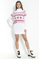 TUNIKA Z GOLFEM W RENIFERKI I GWIAZDKI L/XL BIAŁY