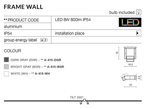 Kinkiet FRAME BGR A-415-BGR Azzardo +LED na Arena.pl