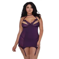 dreamgirl halka plus size z mikrofibry z paskami do pończoch czarna