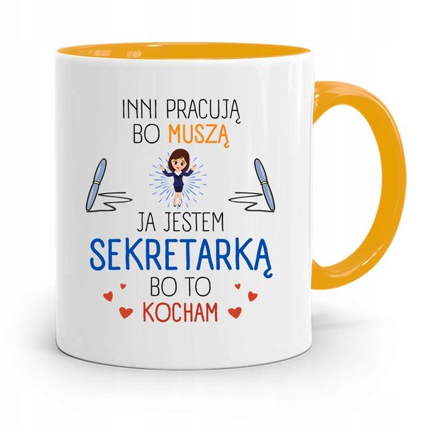 Kubek Żółty Prezent Dla Sekretarki Ja Jestem Z Nadrukiem Ze Zdjęciem zdjęcie 1