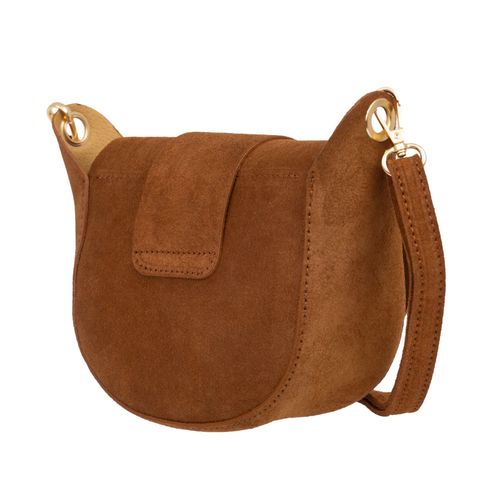 VERA PELLE torebka damska zamszowa mała listonoszka z paskiem V702 camel na Arena.pl