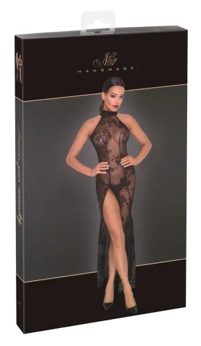 noir sukienka maxi czarna kwiatowy wzor prześwitująca s na Arena.pl