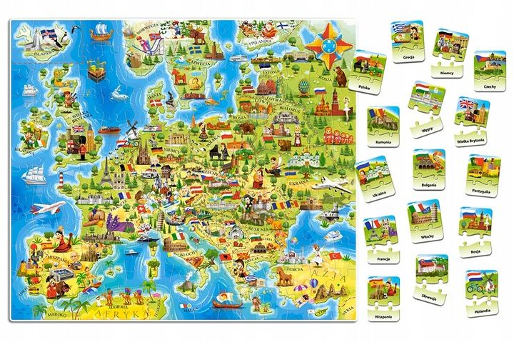 MAPA EUROPY Puzzle 180el. + QUIZ 32el. CASTORLAND zdjęcie 2