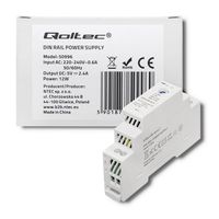 2X Zasilacz przemysłowy DIN Qoltec 12W 5V 2.4A automatyka LED DIN TS35