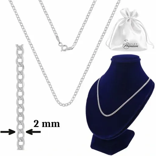 Łańcuszek srebrny pr. 925 Elegancki PANCERKA do Zawieszek | 70 cm x 2 mm zdjęcie 7