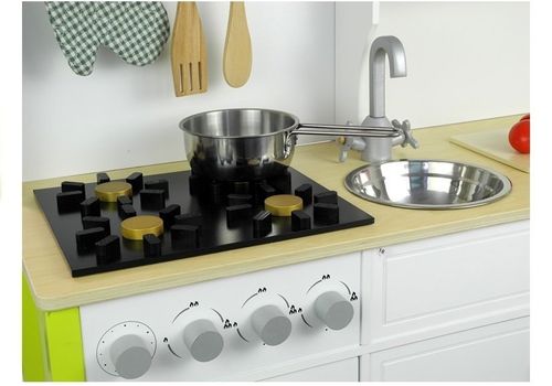 Drewniana Kuchnia Dla Dzieci Zielono Biała Paula Otwierane Elementy na Arena.pl