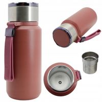 KUBEK TERMICZNY TERMOS PODRÓŻNY STALOWY 0.65 L DO KAWY HERBATY WODY +SITKO