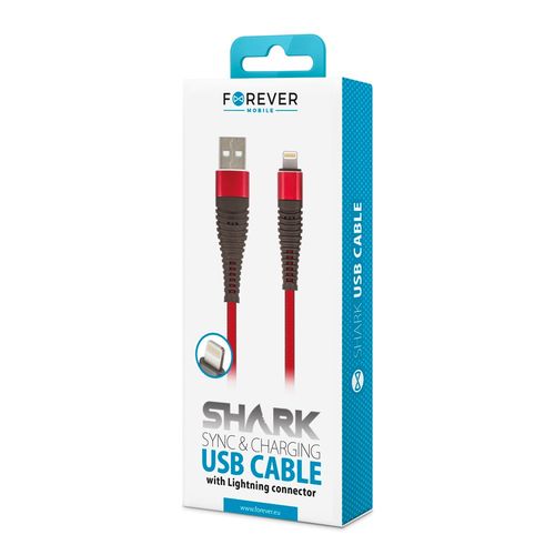 Kabel Forever do iPhone 8-PIN Shark czerwony 1m 2A na Arena.pl