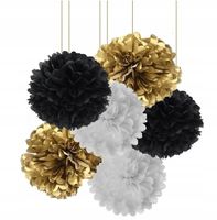 Pompony Bibułowe Zestaw 6 Sztuk Dekoracja Wydarzenia Na Urodziny 25 cm