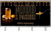 BANER REKLAMOWY 130x80cm oczkowany projekt w cenie MIÓD Z PASIEKI