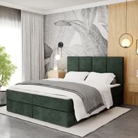 ŁÓŻKO KONTYNENTALNE 180x200 TAPICEROWANE Z MATERACEM BUTELKOWA ZIELEŃ