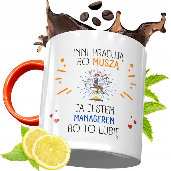 Kubek Pomarańczowy Dla Managera Prezent Z Nadrukiem Ze Zdjęciem zdjęcie 1