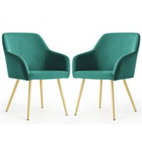 2x Krzesło welurowe tapicerowane do salonu ESTELLE Butelkowa Zieleń Złote