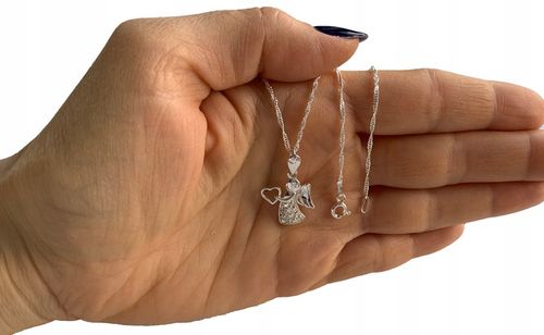 SREBRNY ŁAŃCUSZEK KOMUNIJNY I MEDALIK ANIOŁEK NA PREZENT DLA DZIEWCZYNKI na Arena.pl