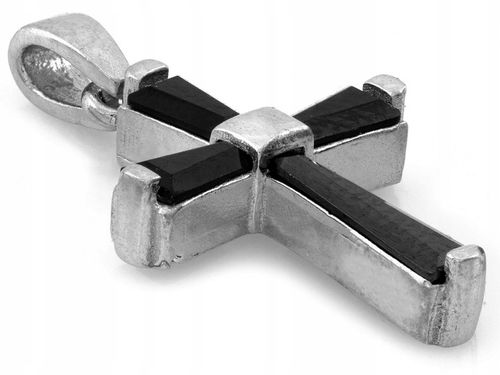 Srebrny krzyż zawieszka z onyksami srebro 925 1.95g dla Niego na Arena.pl