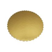 PODKŁAD POD TORT ZŁOTY FALA FALBANKA 26 CM ZŁOTA KARBOWANA KRĄŻEK PODKŁADKA