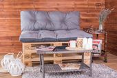 Zestaw poduszek DO OGRODU 120 cm x 80 cm + 120 cm x 40 cm na palete SIWY