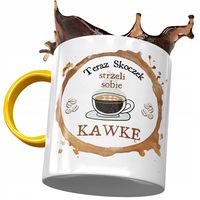 Kubek Żółty Dla Skoczka Strzeli Sobie Kawkę Z Nadrukiem Ze Zdjęciem