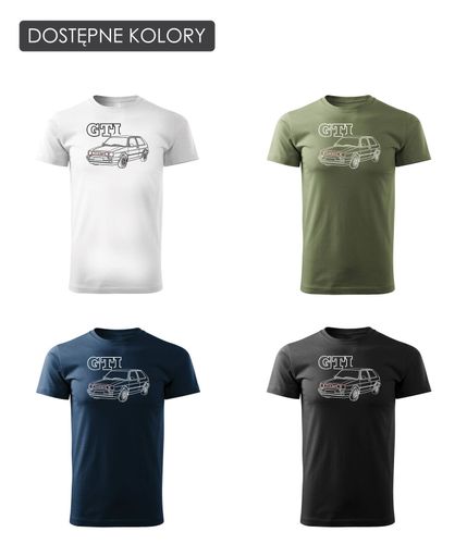 Koszulka z samochodem VW Golf 2 II męska biała REGULAR XL na Arena.pl