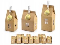 KALENDARZ ADWENTOWY KRAFT DOMKI Z PAPIERU ADWENT DIY DLA DZIECI NA ŚWIĘTA