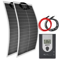 ZESTAW FOTOWOLTAICZNY 2X100W SOLARNY ELASTYCZNY MPPT DO KAMPERA ŁODZI
