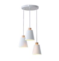 Lampa sufitowa metalowa klosz lite drewno wisząca AT25-3SZ-White