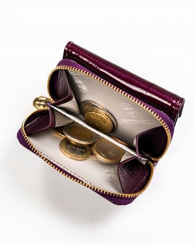 mały portfel damski z lakierowanej skóry naturalnej - peterson na Arena.pl