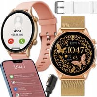 SMARTWATCH ZEGAREK DAMSKI POLSKIE MENU POMIARY SPORT ROZMOWY POWIADOMIENIA