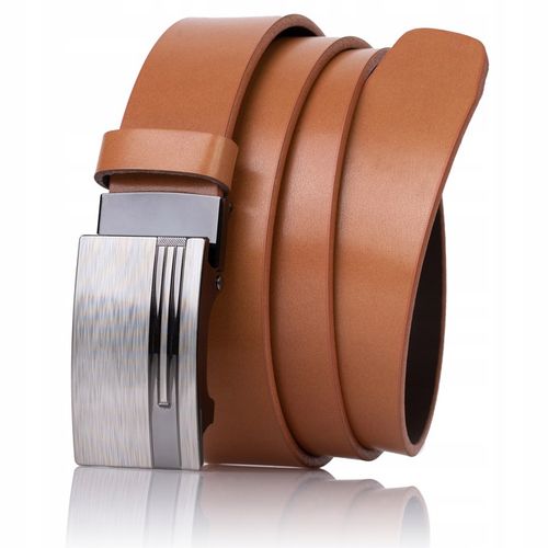 Pasek SKÓRZANY męski Klamra automat RUDY do spodni na Arena.pl