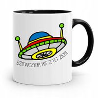 Kubek Czarny Dla Dziewczyny Nie Z Tej Ziemi Z Nadrukiem Ze Zdjęciem