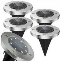 LAMPA SOLARNA WBIJANA OGRODOWA NAJAZDOWA LED GRUNTOWA SREBRNA ZESTAW 4 SZT