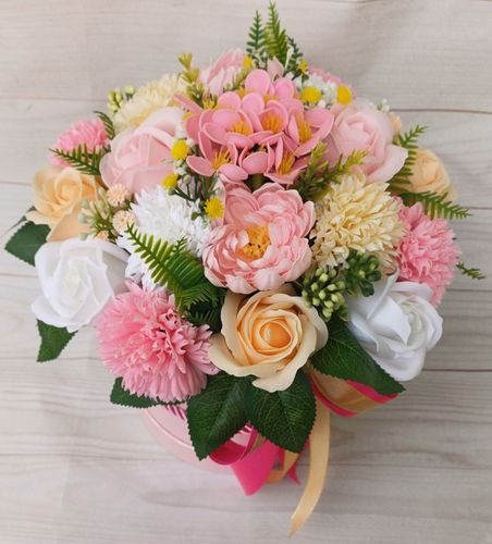 DUŻY FLOWER BOX KWIATY MYDLANE RÓŻE GOŹDZIK NA PREZENT BUKIET na Arena.pl