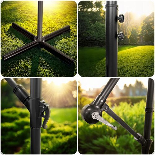 Parasol Ogrodowy Duży Składany z wysięgnikiem pokrowiec 6 segmentów Ø 350cm na Arena.pl