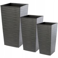 Zestaw 3x Doniczka Donica Wkład Grafit Dłuto Duża