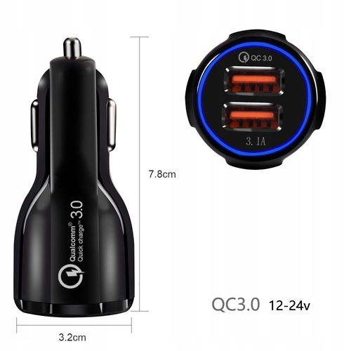 ŁADOWARKA SAMOCHODOWA QUICK CHARGE KABEL LIGHTNING na Arena.pl