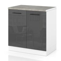 Szafka Kuchenna Stojąca Z Blatem Modułowa 80cm Spremium Szary Połysk