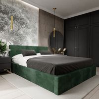 ŁÓŻKO TAPICEROWANE 180x200 ŁÓŻKO PODWÓJNE Z POJEMNIKIEM BUTELKOWA ZIELEŃ