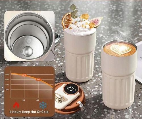 KUBEK TERMICZNY TERMOS BIDON NA KAWĘ HERBATĘ Z USTNIKIEM WYŚWIETLACZ 450ML na Arena.pl