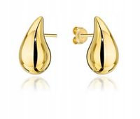 Złote Kolczyki Krople Kropelki Na Sztyfcie Wiszące Długie Efektowne 585 14k