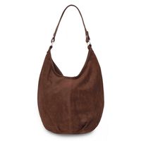 VERA PELLE torebka skórzana zamszowa worek na ramię V058 brązowa