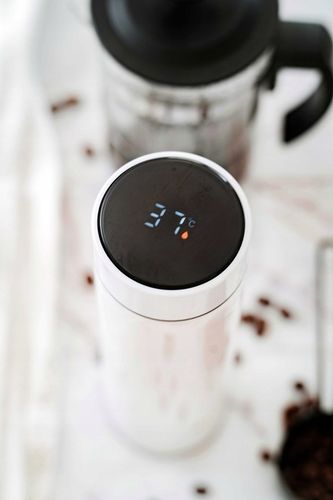 BIAŁY TERMOS KUBEK TERMICZNY NA KAWĘ HERBATĘ SMART LED DUŻY 500ml na Arena.pl