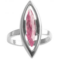 SREBRNY OKAZAŁY PIERŚCIONEK Z RÓŻOWĄ CYRKONIĄ SREBRO PRÓBY 925