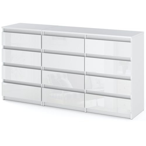 Komoda 12 Szuflad Pojemna Szafka Do Salonu Sypialni Rtv 180cm Biały Połysk na Arena.pl